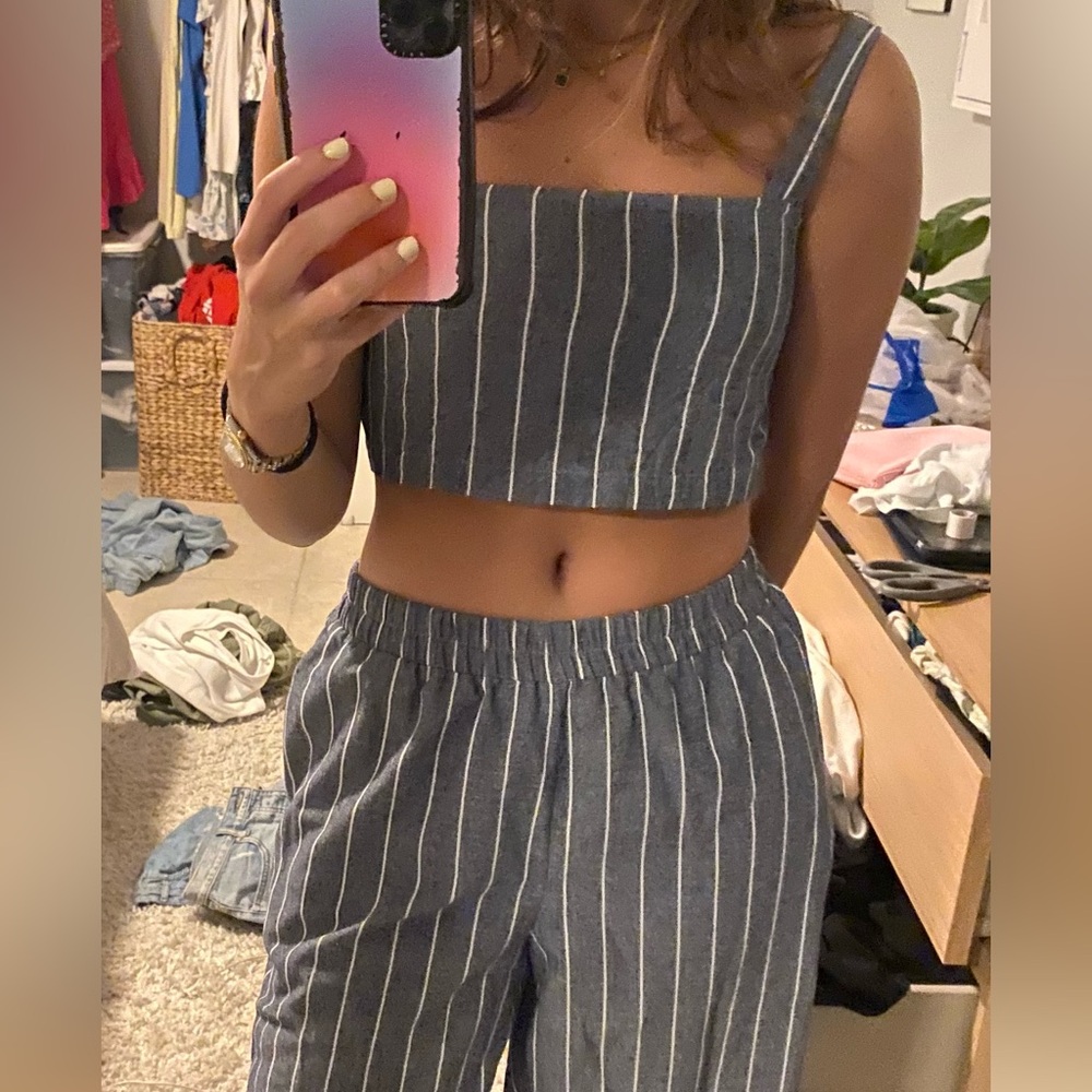 LUCCA stripped set, summer style, includes top and pants, european/spanish vibe